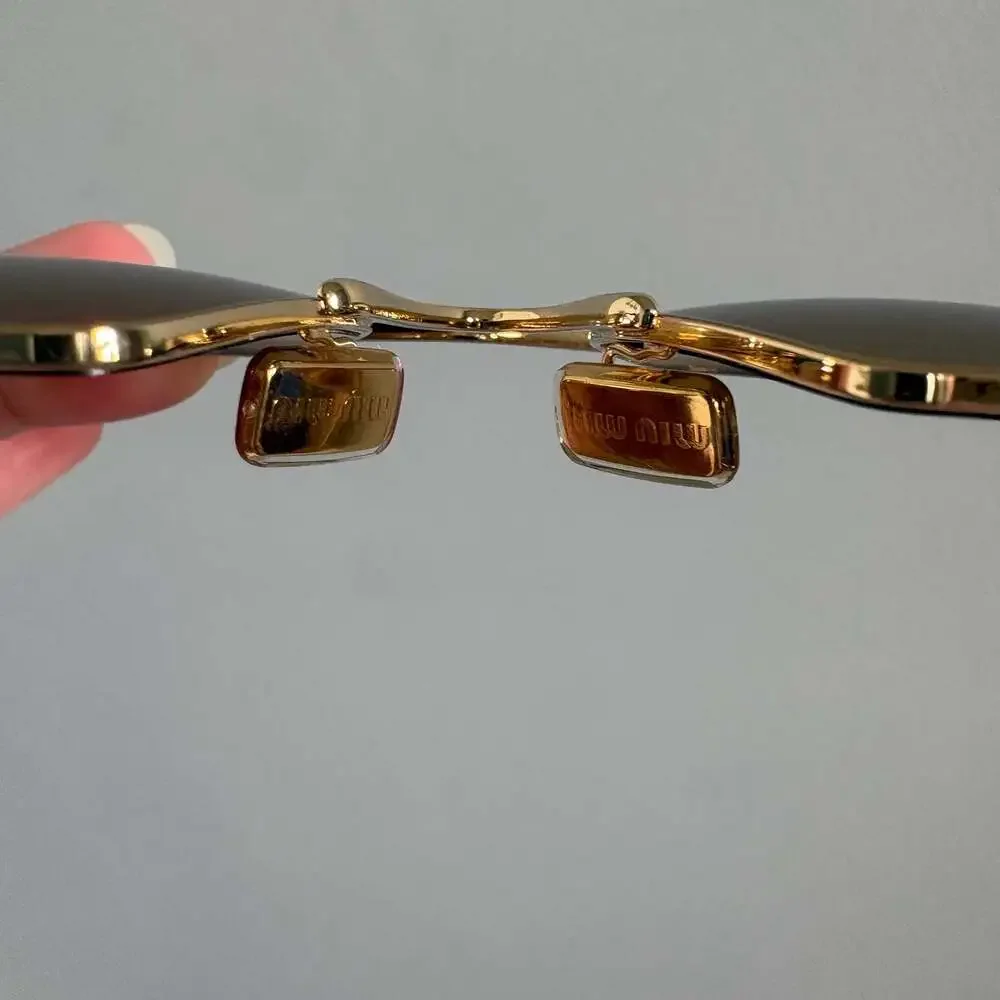 Miu Miu MU A55S Geometric Square Metal Sunglasses in Gold